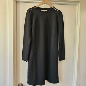 LONG / TALL Loft Black Dress with Button Detail Size Large T